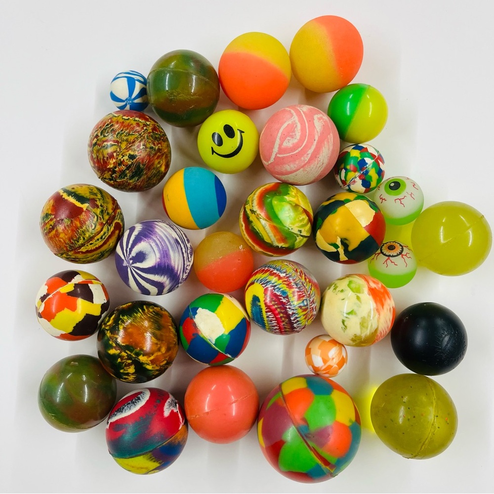 Bouncy Balls Lot of 30 Multicolored Mixed Sizes Bundle Bouncy Balls